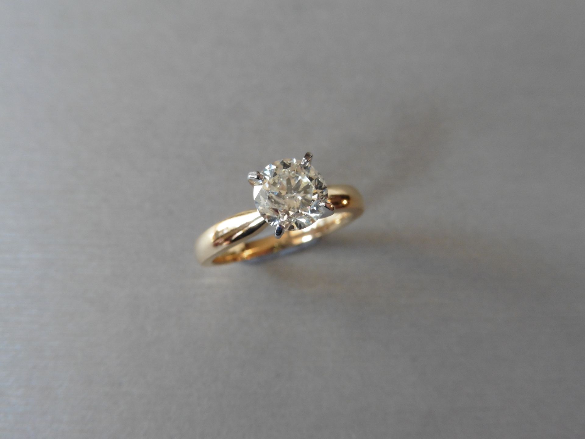 1.59ct diamond solitaire ring. Brilliant cut diamond J colour, SI2 clarity ( enhanced stone). Set in - Image 4 of 4