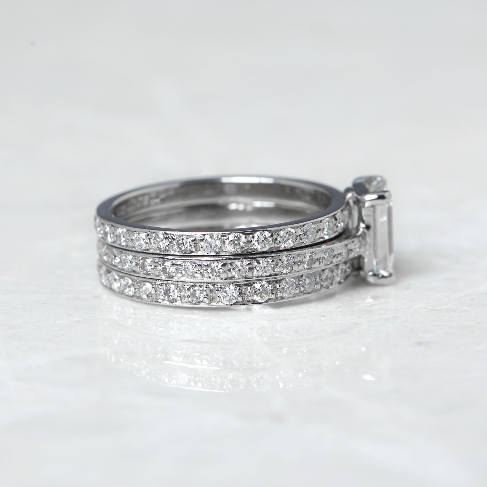 Unbranded, Platinum 0.94ct Emerald Cut Diamond Three Row Full Eternity Ring - Image 3 of 10