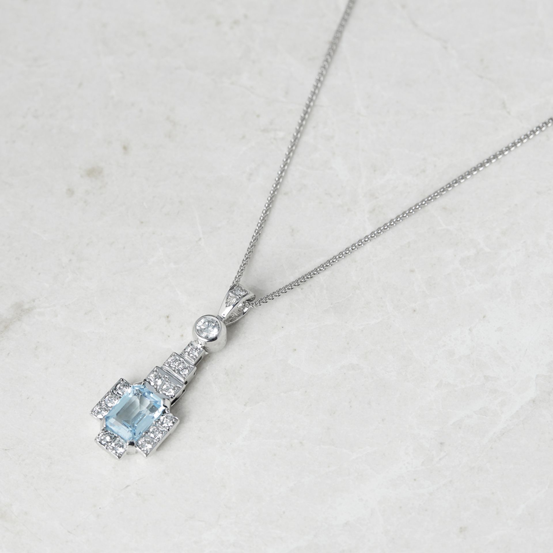 Unbranded, 18k White Gold 1.50ct Blue Topaz & 0.60ct Diamond Necklace