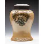 ANTIQUE SALT GLAZED MORTONS TOBACCO/SNUFF JAR 19TH C.