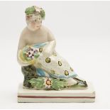 ANTIQUE STAFFORDSHIRE PEARLWARE RECLINING LADY FIGURE c1800