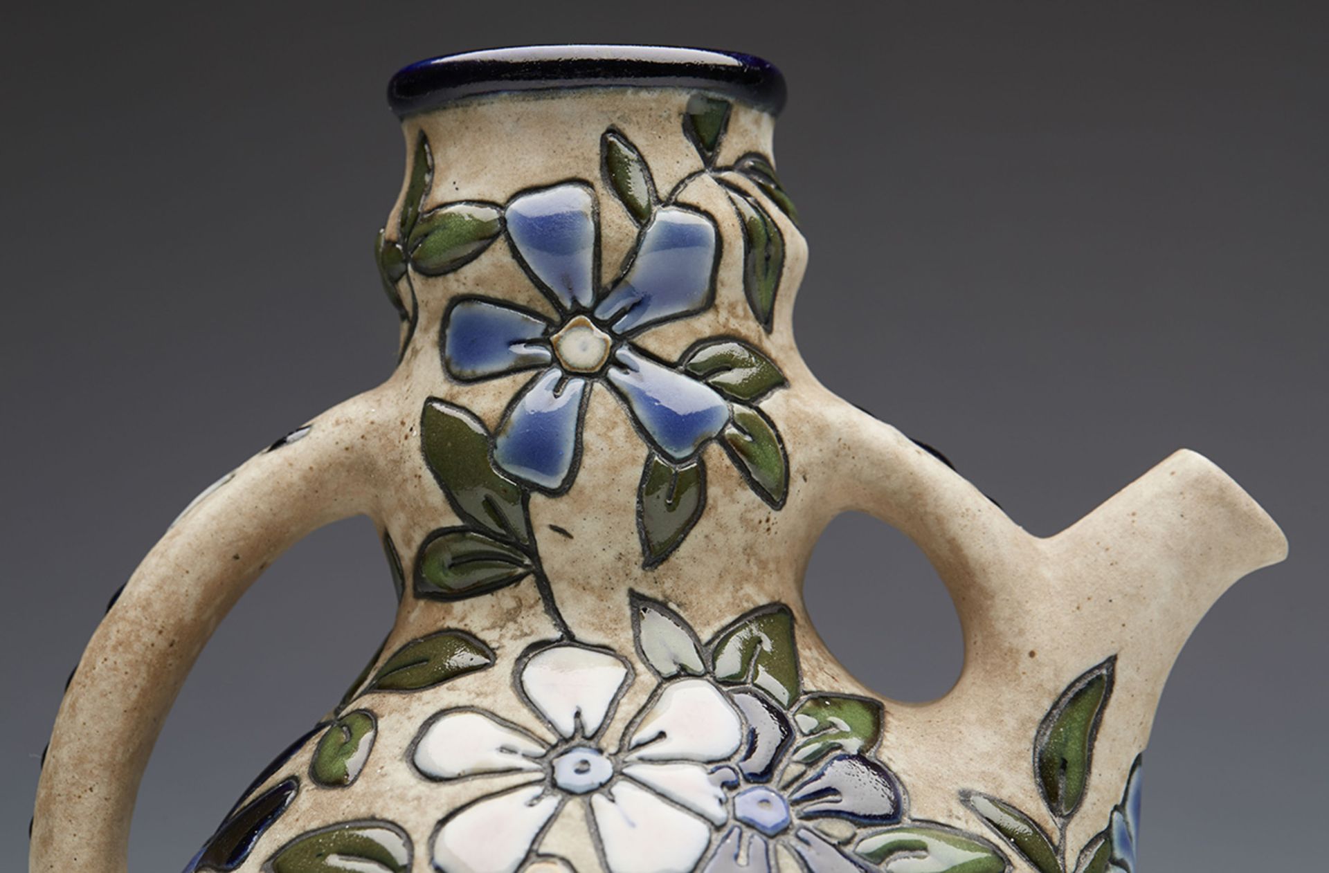 ART POTTERY ISLAMIC STYLE CZECH AHMPHORA FLORAL EWER c.1920 - Image 3 of 8