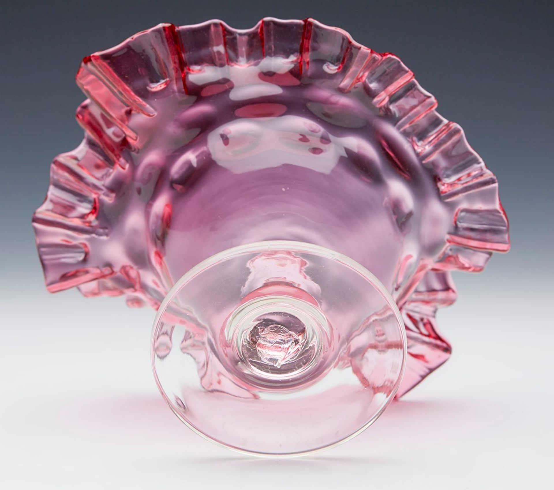 ANTIQUE/VINTAGE CRANBERRY GLASS PEDESTAL DISH 19/20TH C. - Image 5 of 7