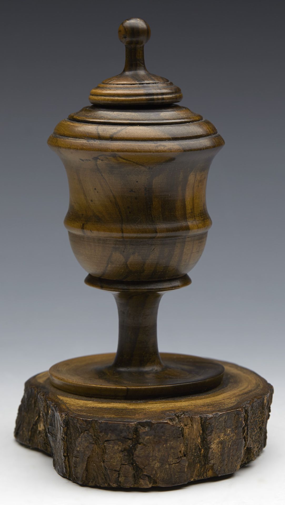 ANTIQUE FINELY HAND TURNED TREEN INKWELL 19TH C. - Image 7 of 7
