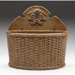 ANTIQUE BRAMPTON SALT GLAZED CANDLE BASKET MARKED GOD C.1850