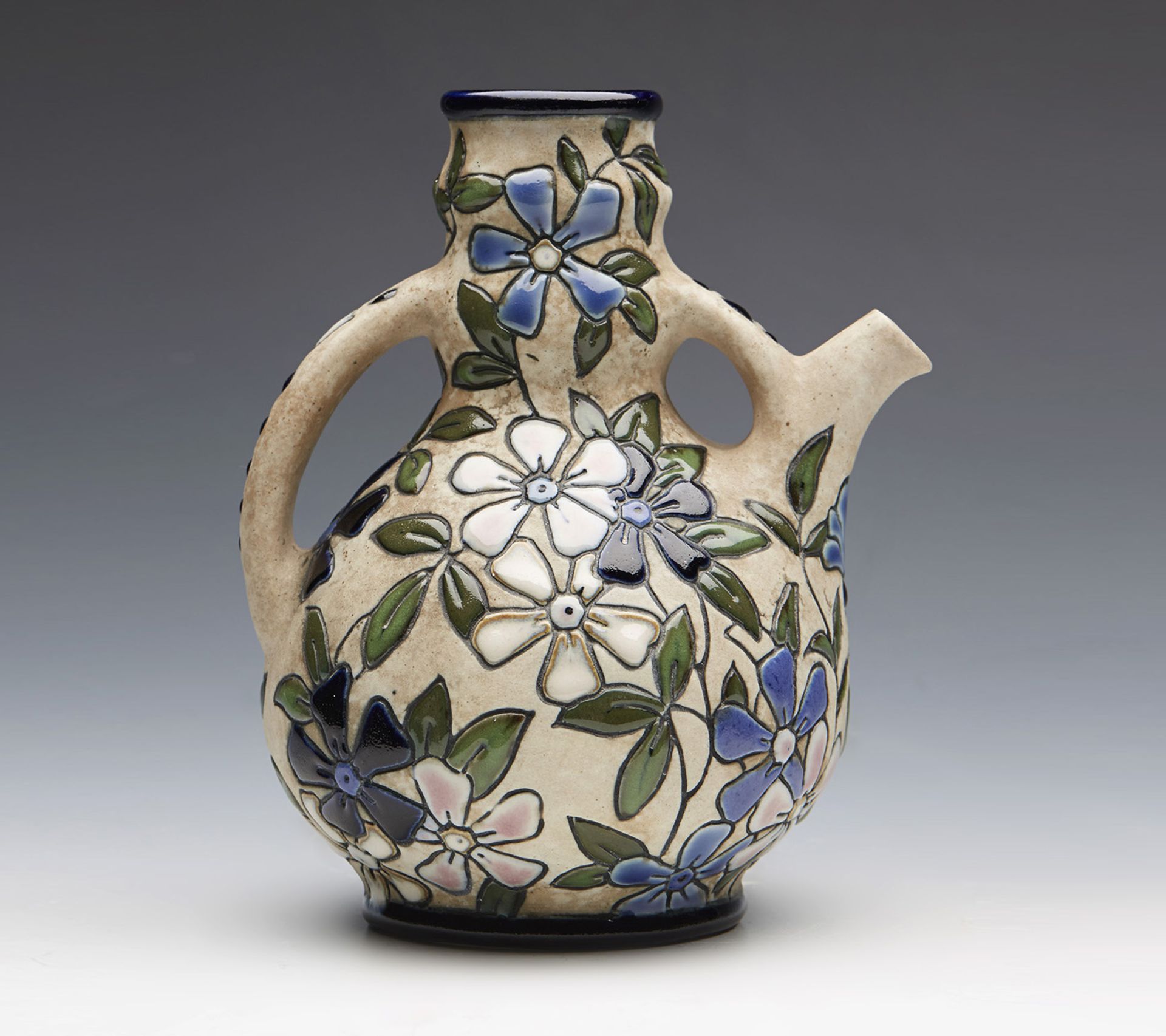 ART POTTERY ISLAMIC STYLE CZECH AHMPHORA FLORAL EWER c.1920