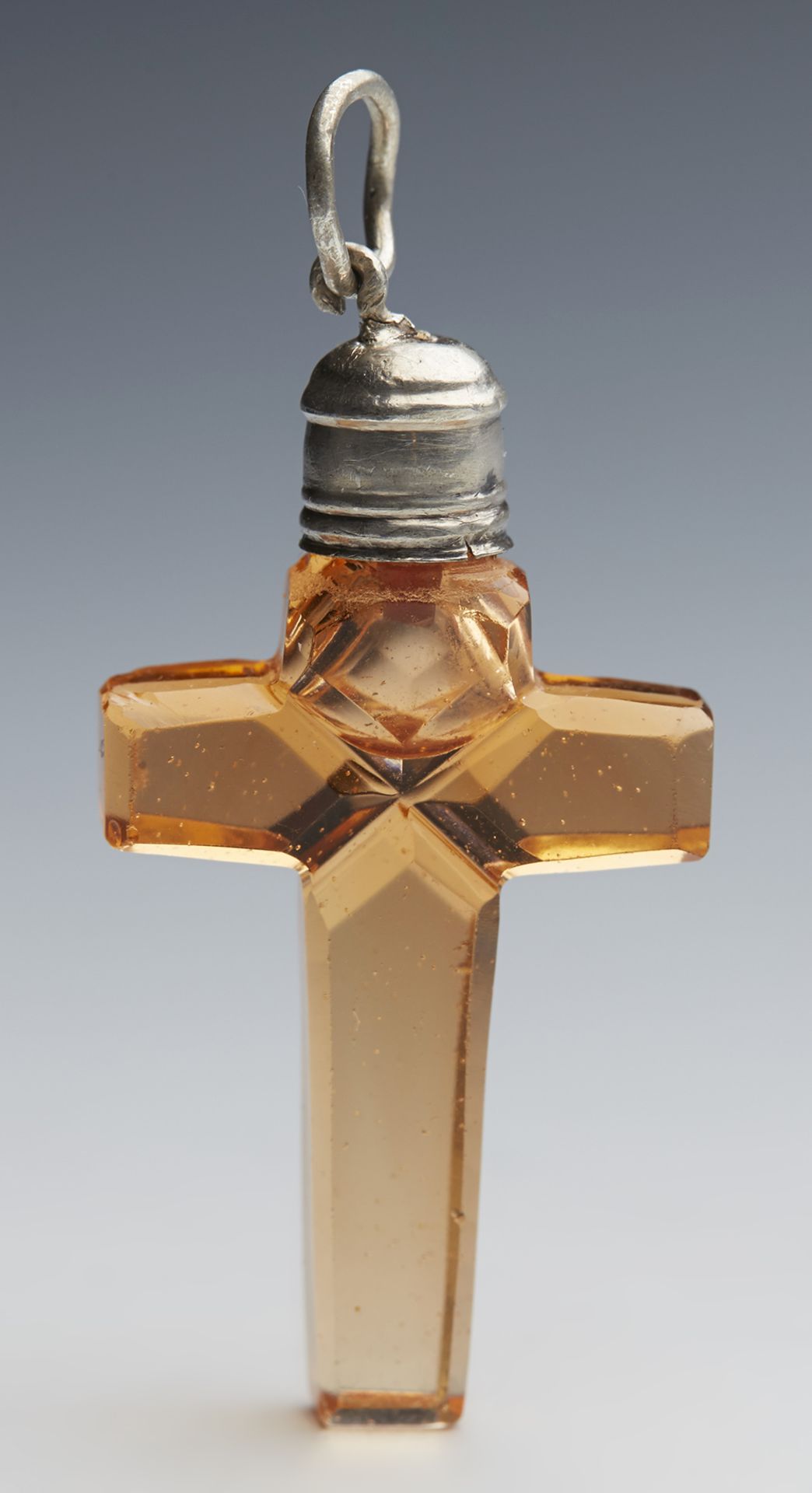 ANTIQUE GLASS CROSS SHAPED MINIATURE SCENT BOTTLE c.1840