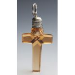 ANTIQUE GLASS CROSS SHAPED MINIATURE SCENT BOTTLE c.1840