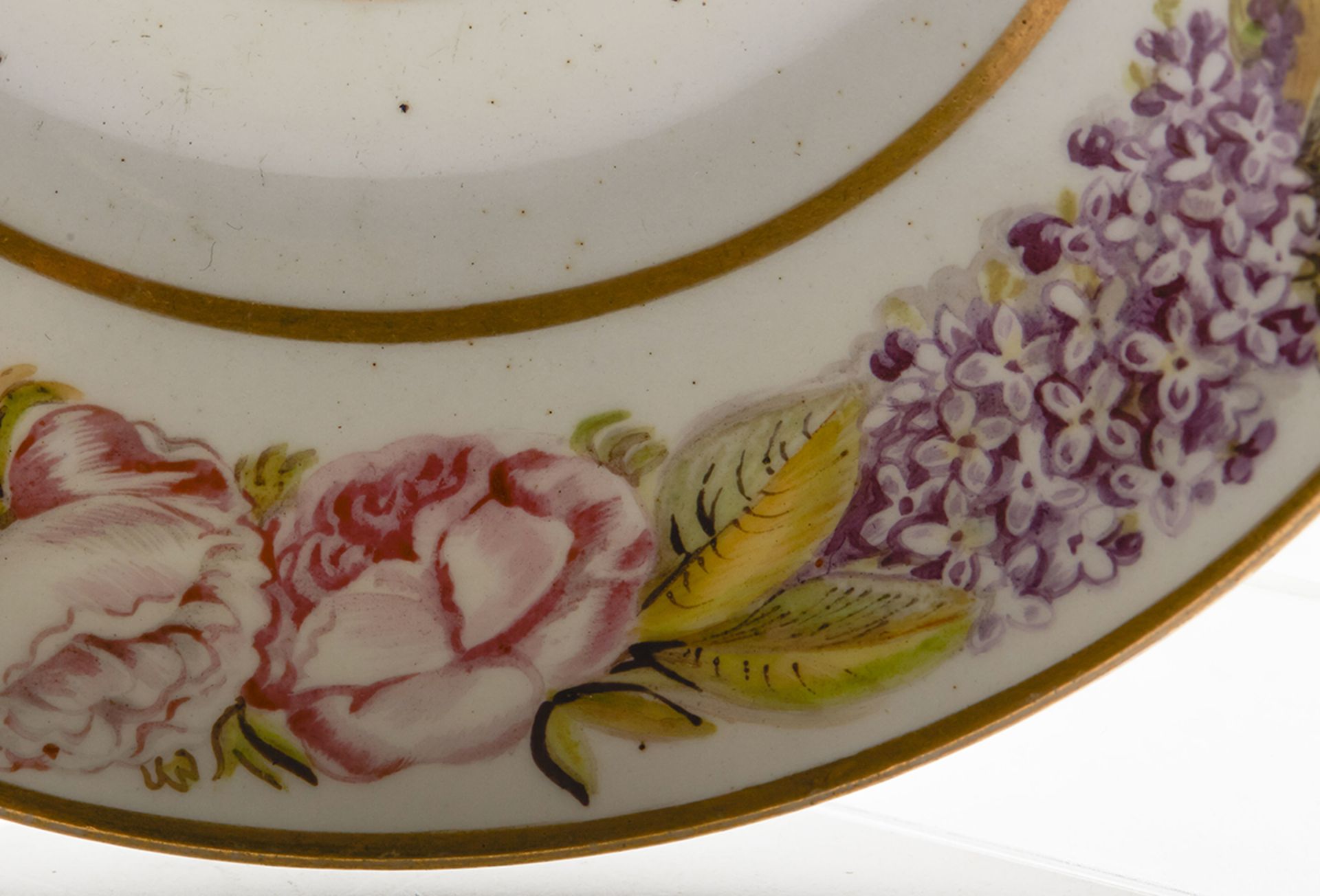ANTIQUE FLORAL HAND PAINTED SAUCER C.1800 - Image 4 of 7