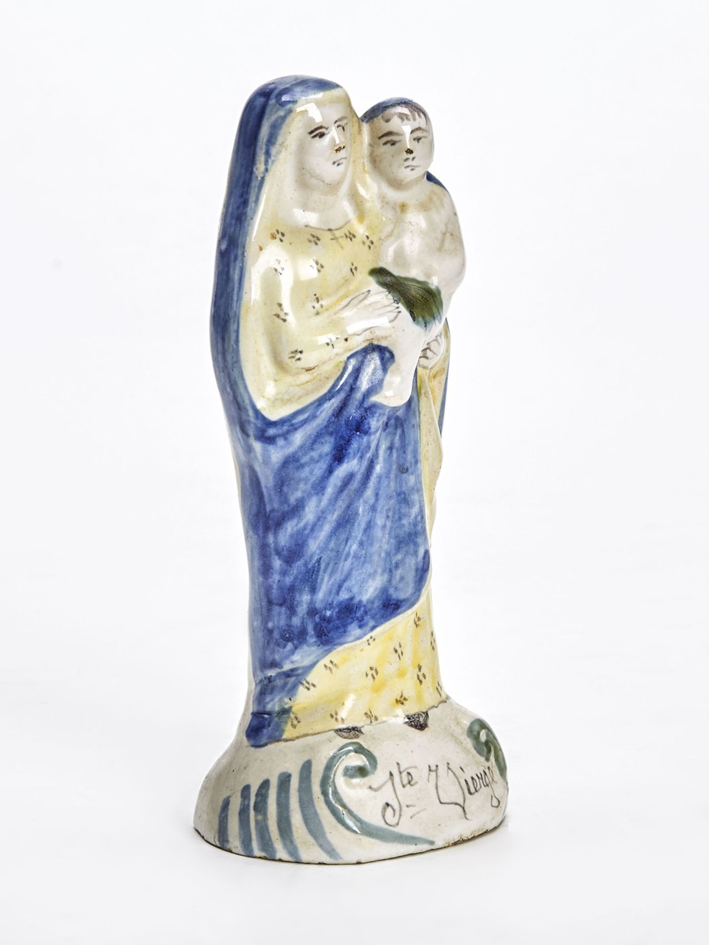 ANTIQUE FRENCH HENRIOT QUIMPER VIRGIN MARY FIGURE c.1900 - Image 3 of 7