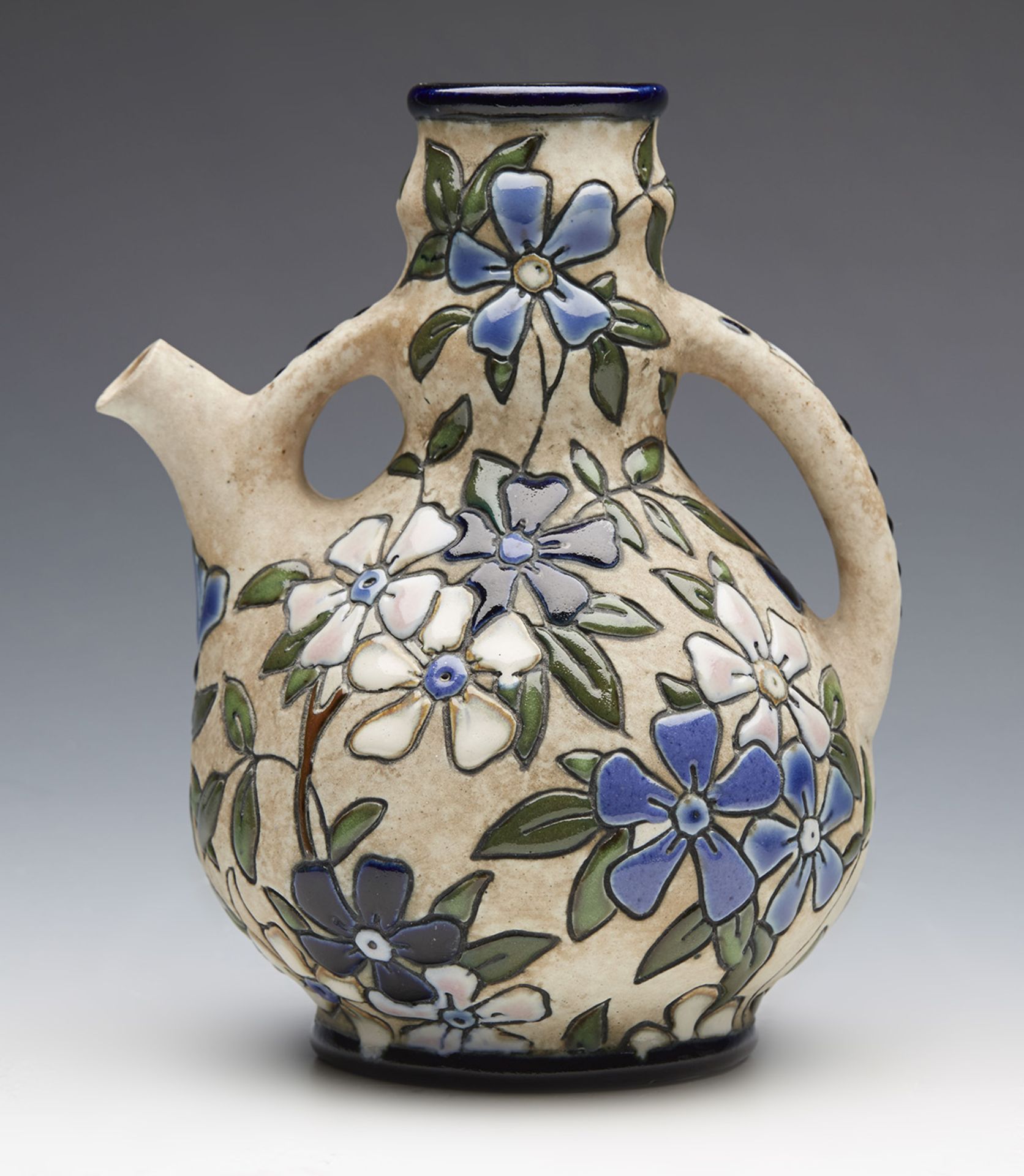 ART POTTERY ISLAMIC STYLE CZECH AHMPHORA FLORAL EWER c.1920 - Image 6 of 8