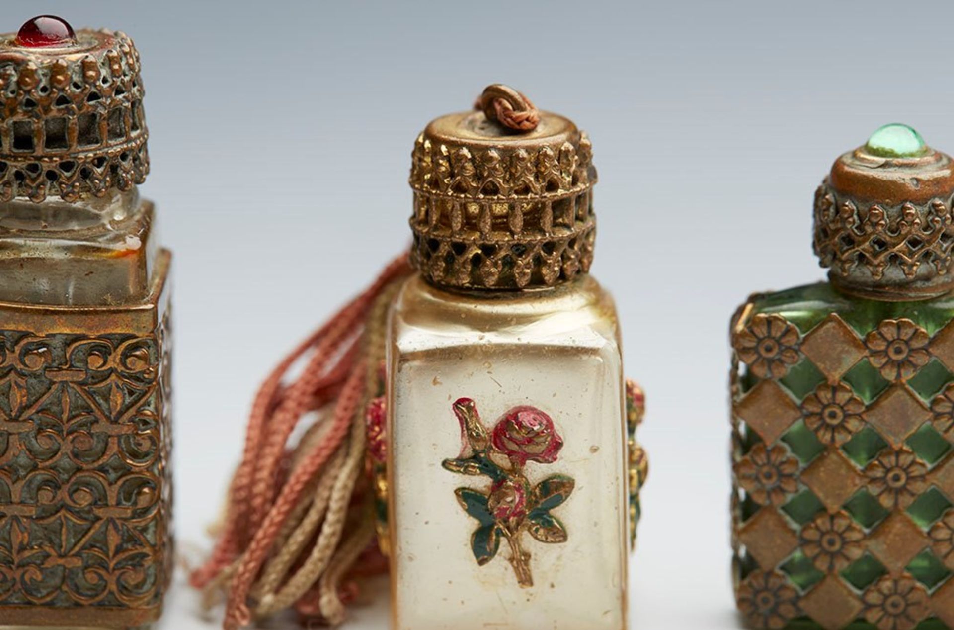 THREE VINTAGE MINIATURE CASED GLASS SCENT BOTTLES 20TH C. - Image 2 of 8