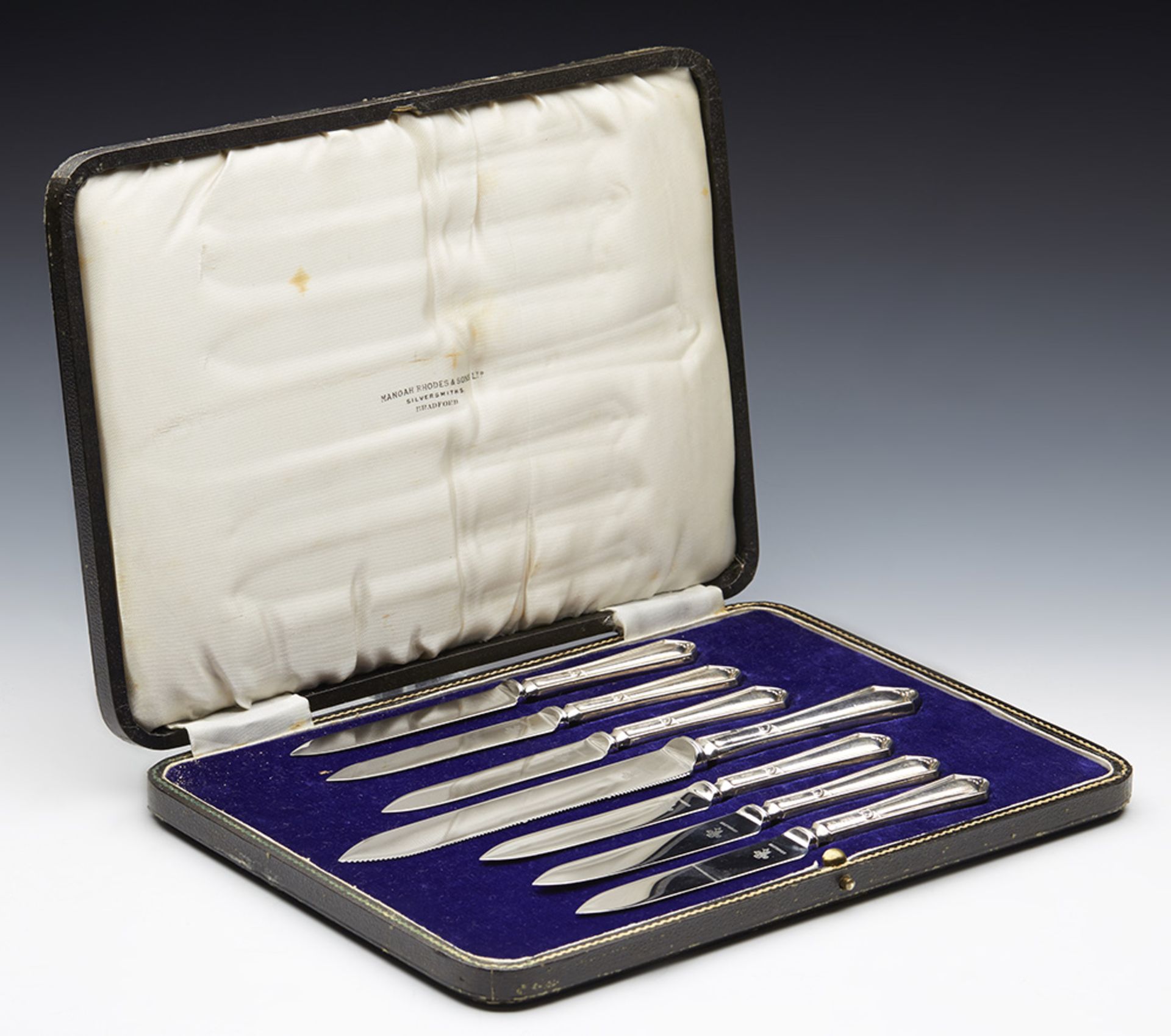 ART DECO SILVER CAKE KNIFE SET BY ATKIN BROS. 1931-33