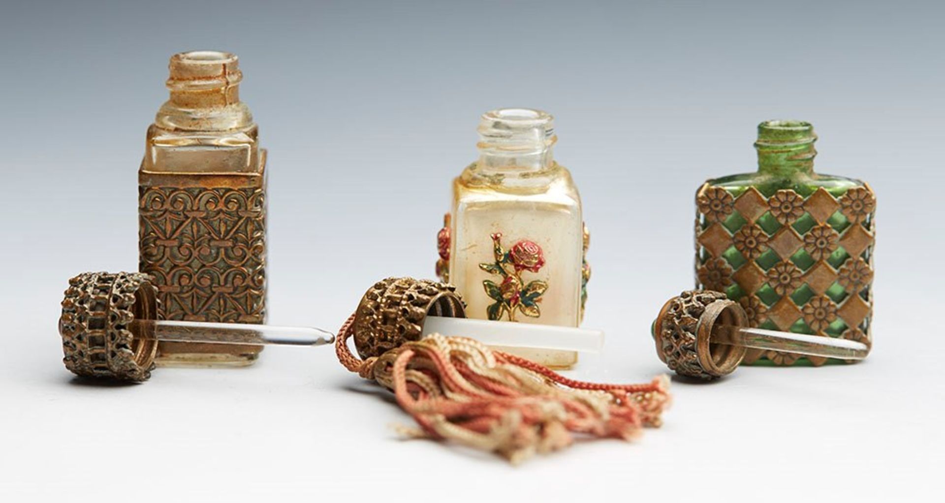 THREE VINTAGE MINIATURE CASED GLASS SCENT BOTTLES 20TH C. - Image 8 of 8