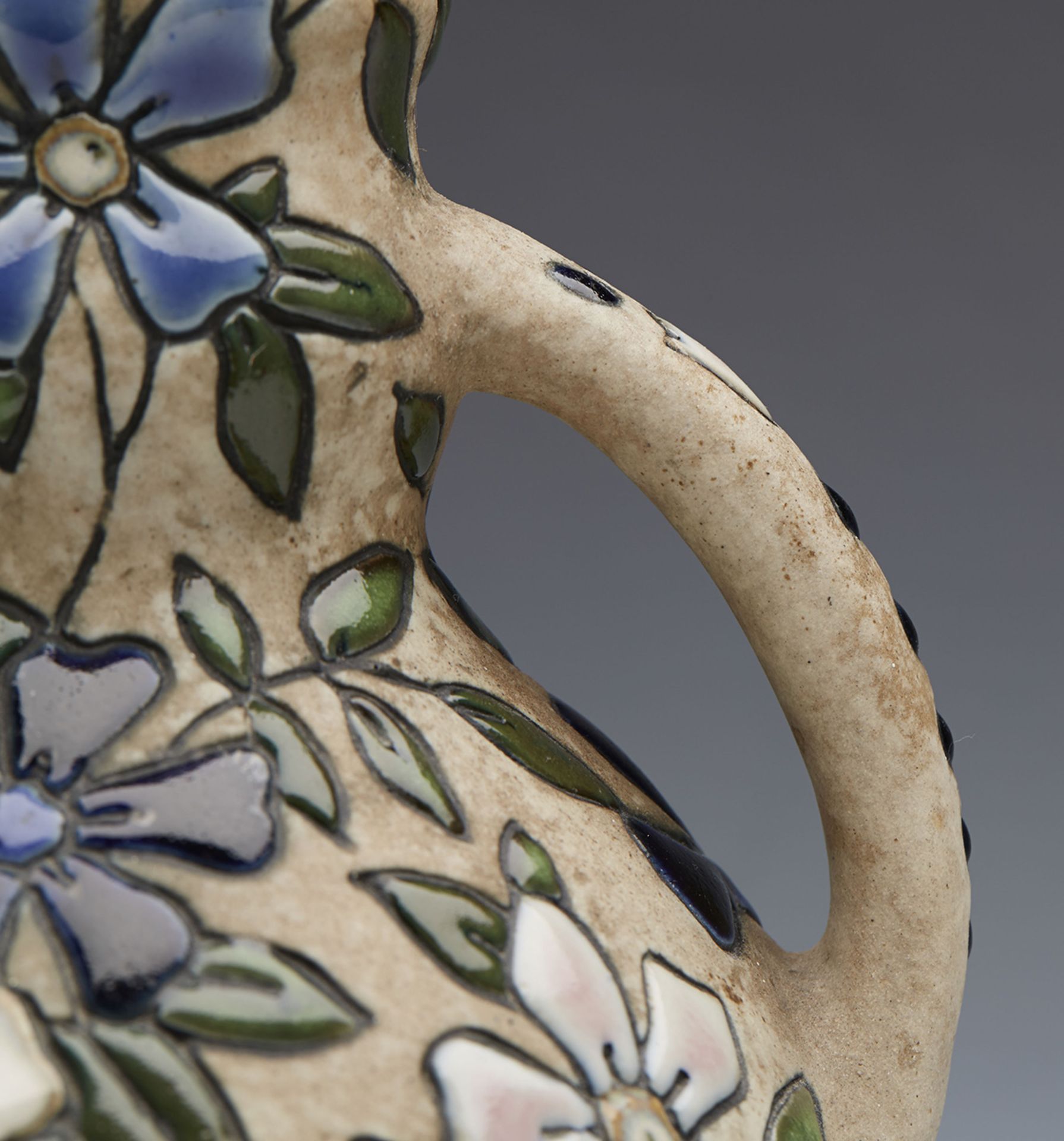 ART POTTERY ISLAMIC STYLE CZECH AHMPHORA FLORAL EWER c.1920 - Image 8 of 8