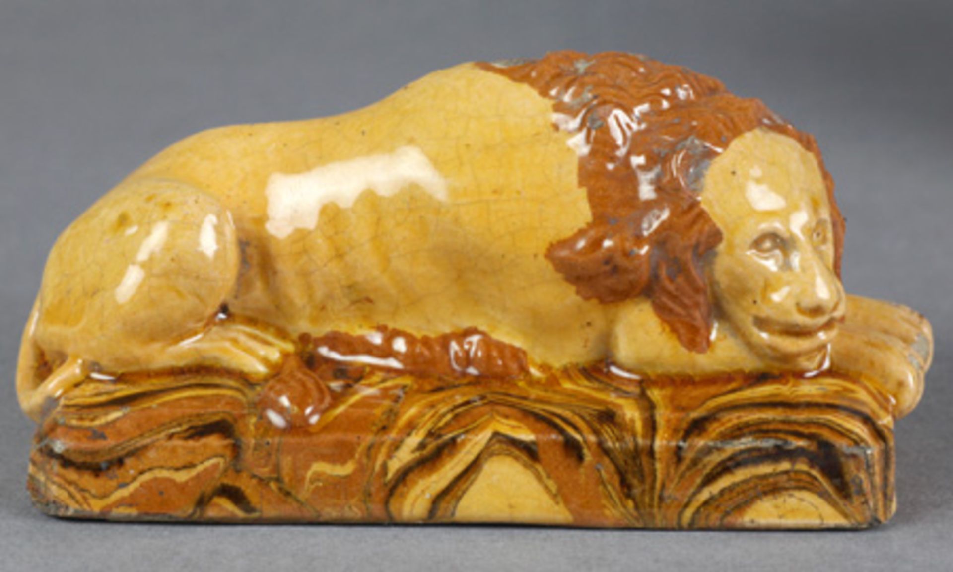 ANTIQUE REDWARE SLIPWARE LION MOUNTED INK STAND 18TH C. - Image 4 of 14