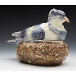 Antique Staffordshire Pearlware Pigeon On Nest Tureen Early 19Th C.