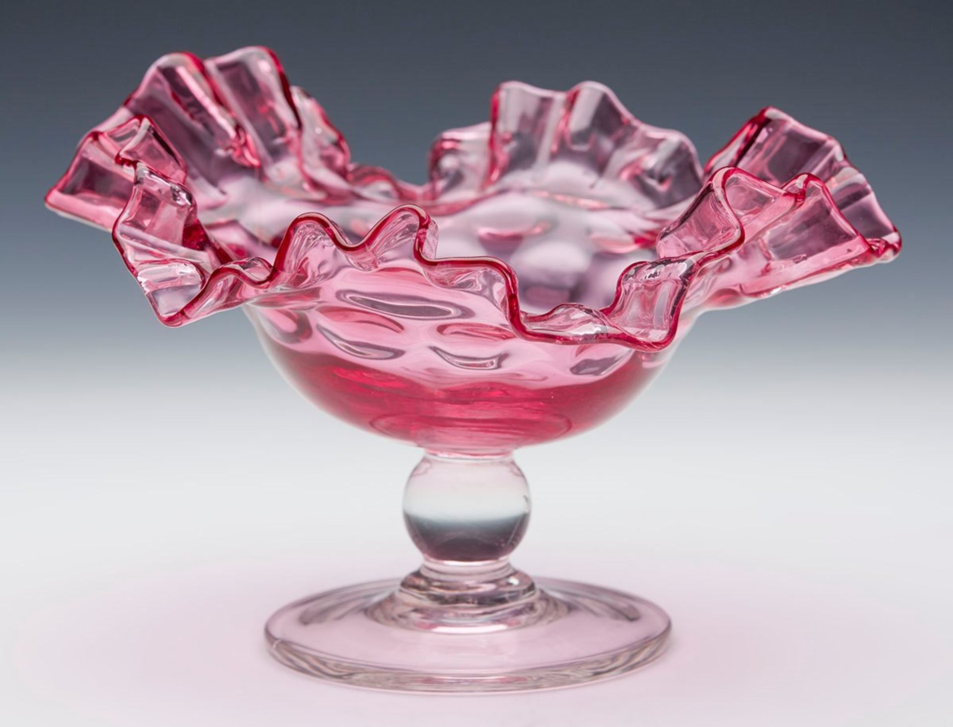 ANTIQUE/VINTAGE CRANBERRY GLASS PEDESTAL DISH 19/20TH C.