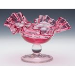 ANTIQUE/VINTAGE CRANBERRY GLASS PEDESTAL DISH 19/20TH C.