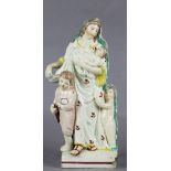 ANTIQUE PEARLWARE CHARITY WITH THREE CHILDREN C.1800