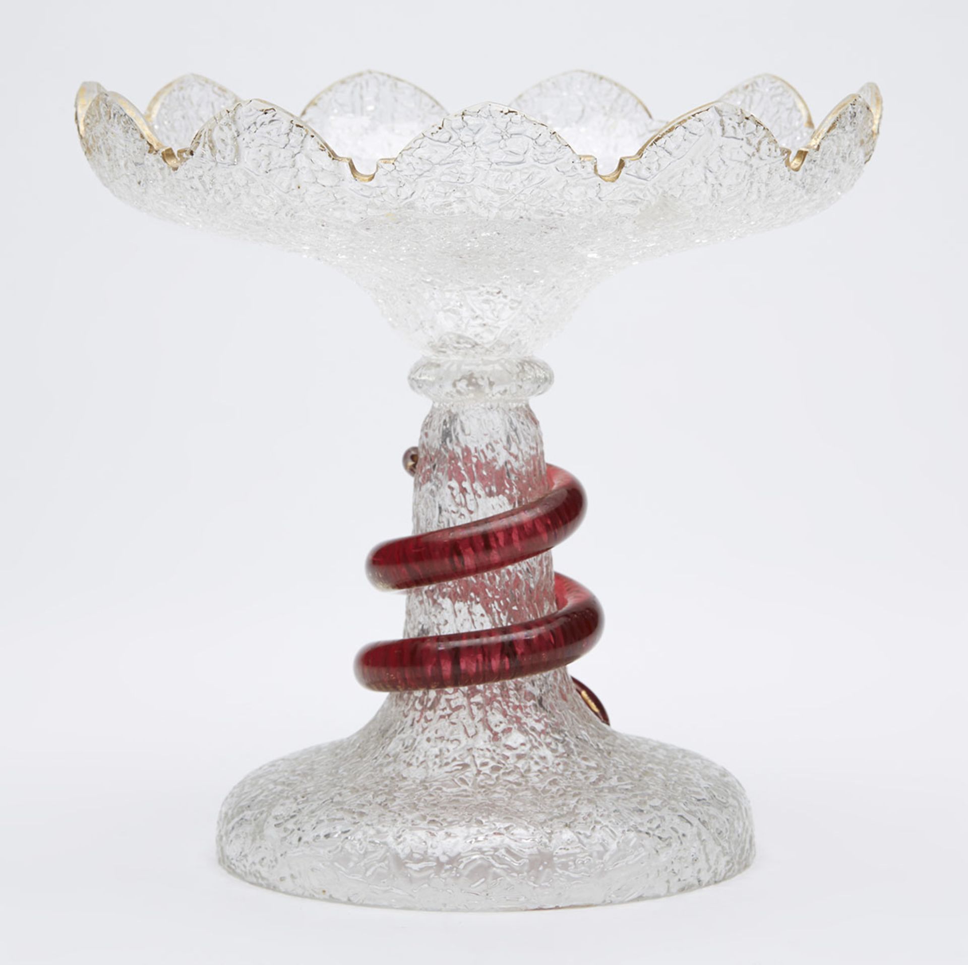 ANTIQUE PEDESTAL TAZZA WITH SNAKE APPLIED STEM 19TH C. - Image 5 of 8