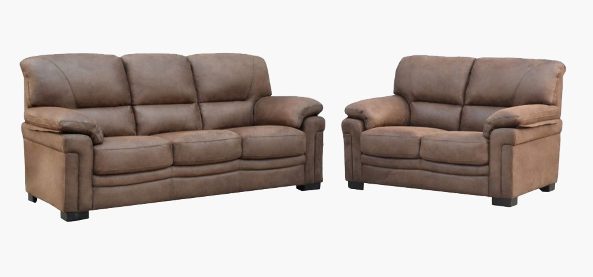 Brand new boxed direct from the manufacturers Monza 2 seater sofa plus 2 seater sofa in tan suede