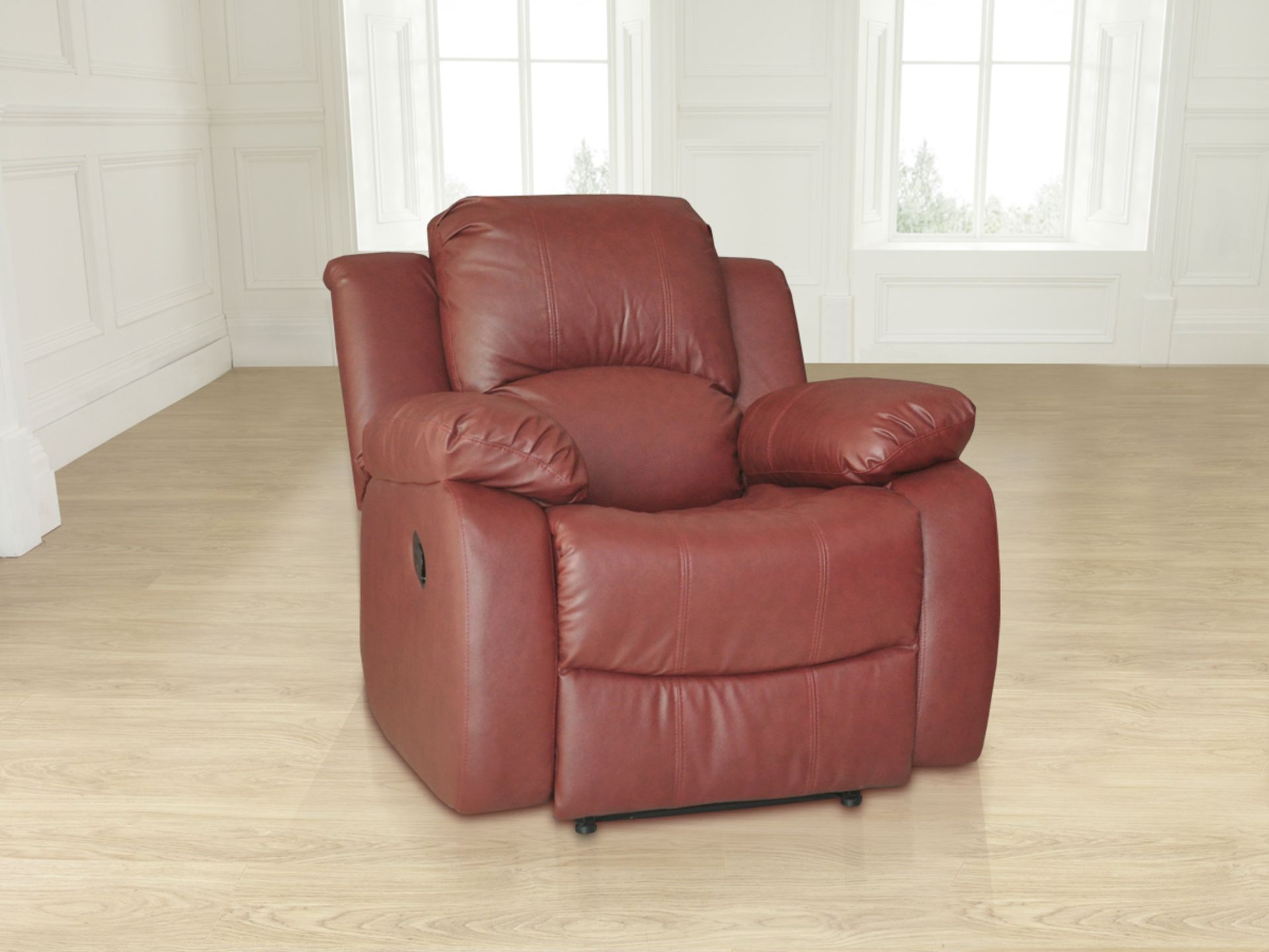 Brand new boxed direct from the manufacturers supreme valance burgandy leather 2 seater reclining - Image 2 of 2