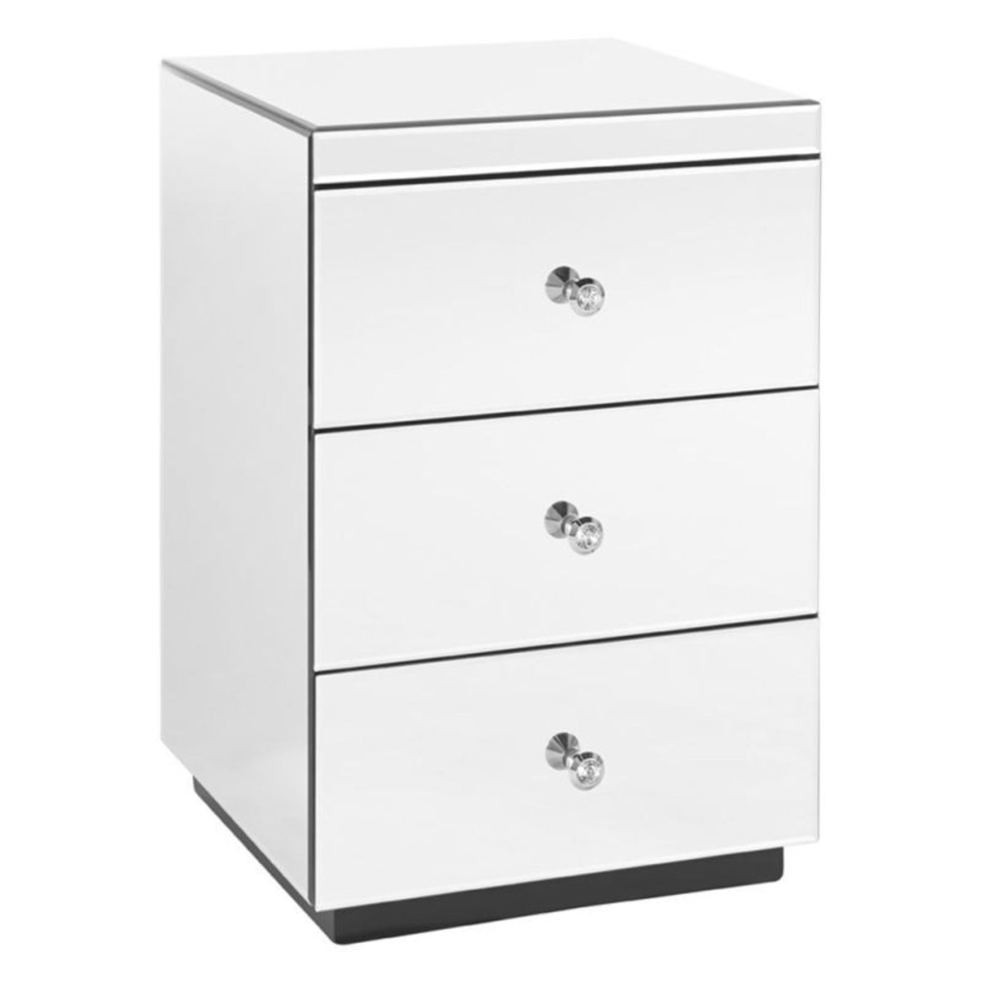 Brand new direct from the manufacturers the shard glass mirrored 3 drawer bedside cabinet in dusk,