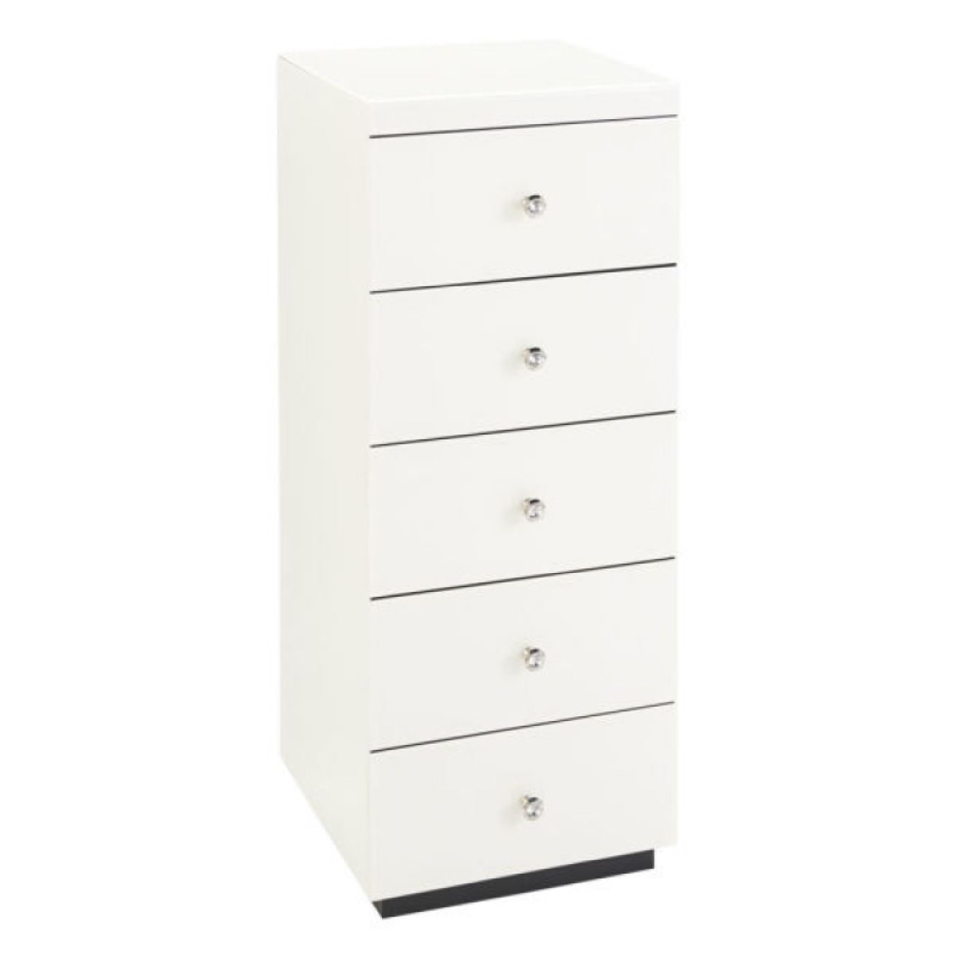 Brand new direct from the manufacturers the shard glass diamond pearl cream 5 drawer narrow chest,