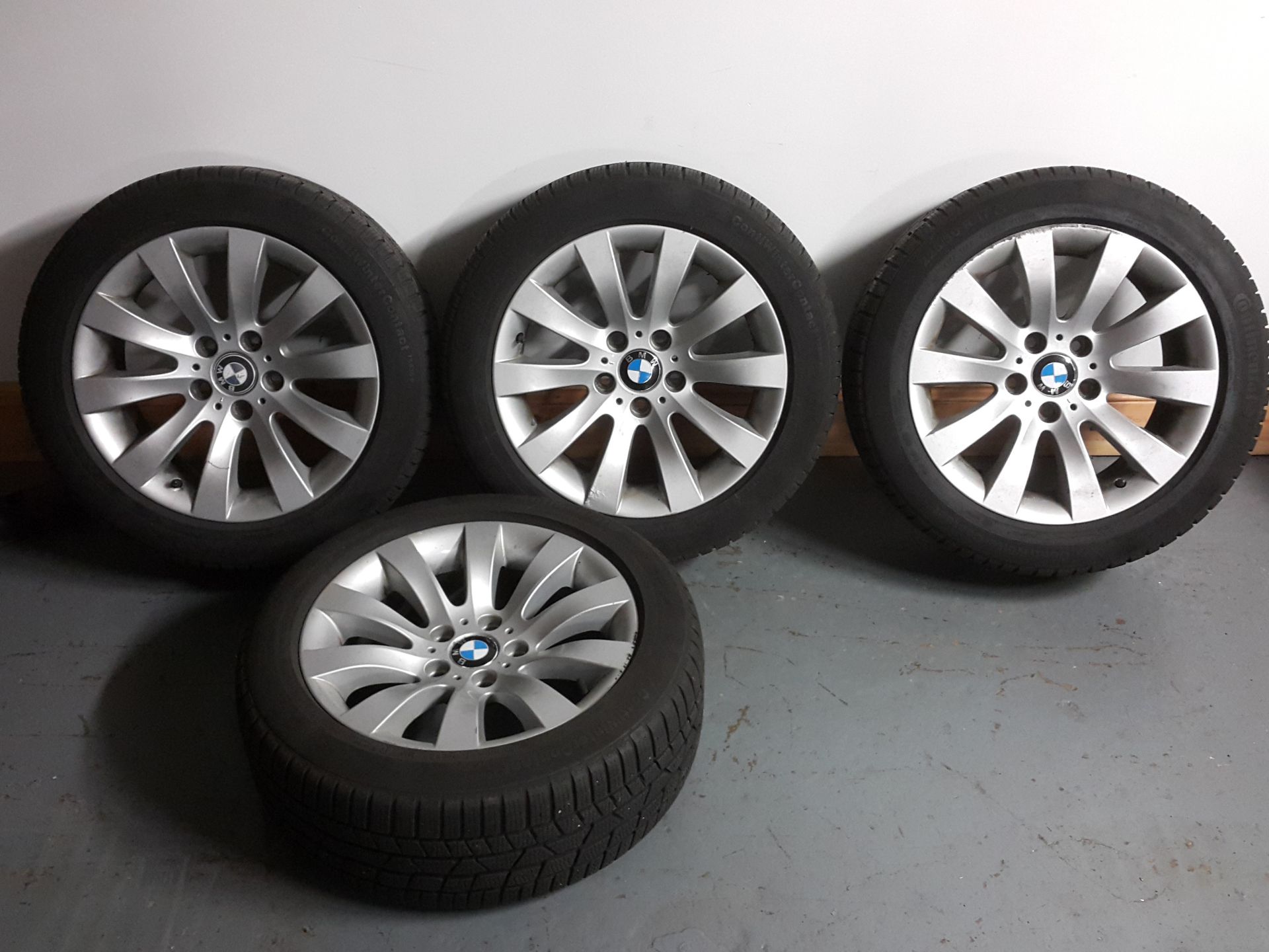 4 X BMW 5 SERIES 17" ALLOY WHEELS WITH CONTINENTAL CONTIWINTER CONTACT WINTER TYRES 225/55/R17