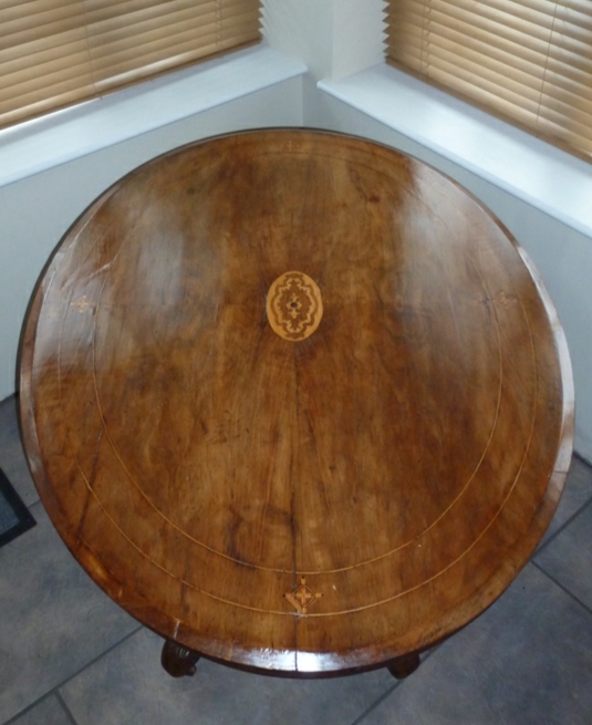 Victorian Inlaid Oval Tilt top Table