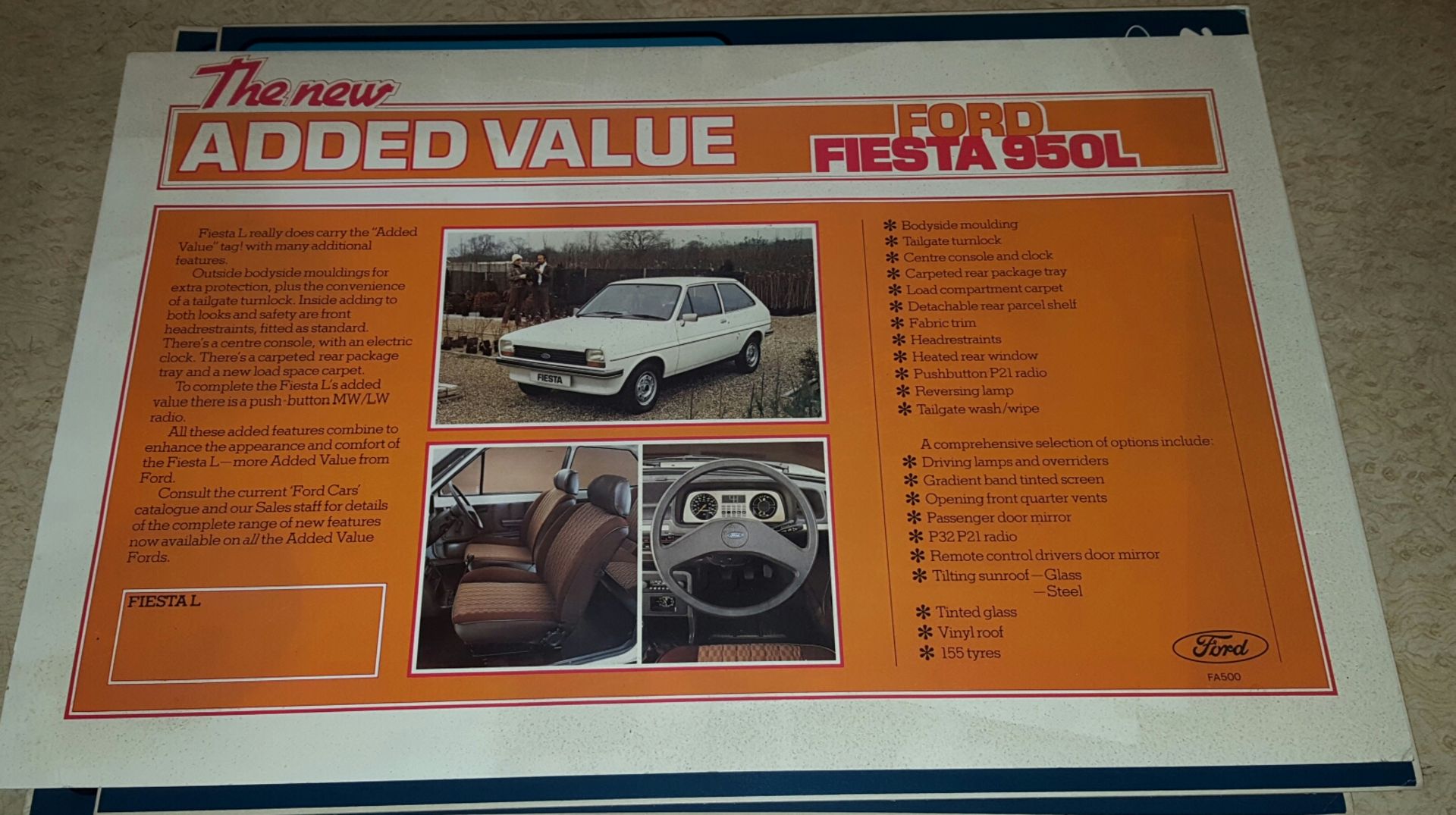 3 x Vintage Retro 1970's Ford Motor Car Advertising Display Cards From a Motor Dealership - Image 3 of 3