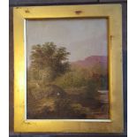 Early 20th Century Painting Oil on Canvas Rustic Scene Signed Morris