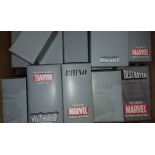 Box of 20 Marvel Comic Collectables Metalic Figures With Corresponding Magazines