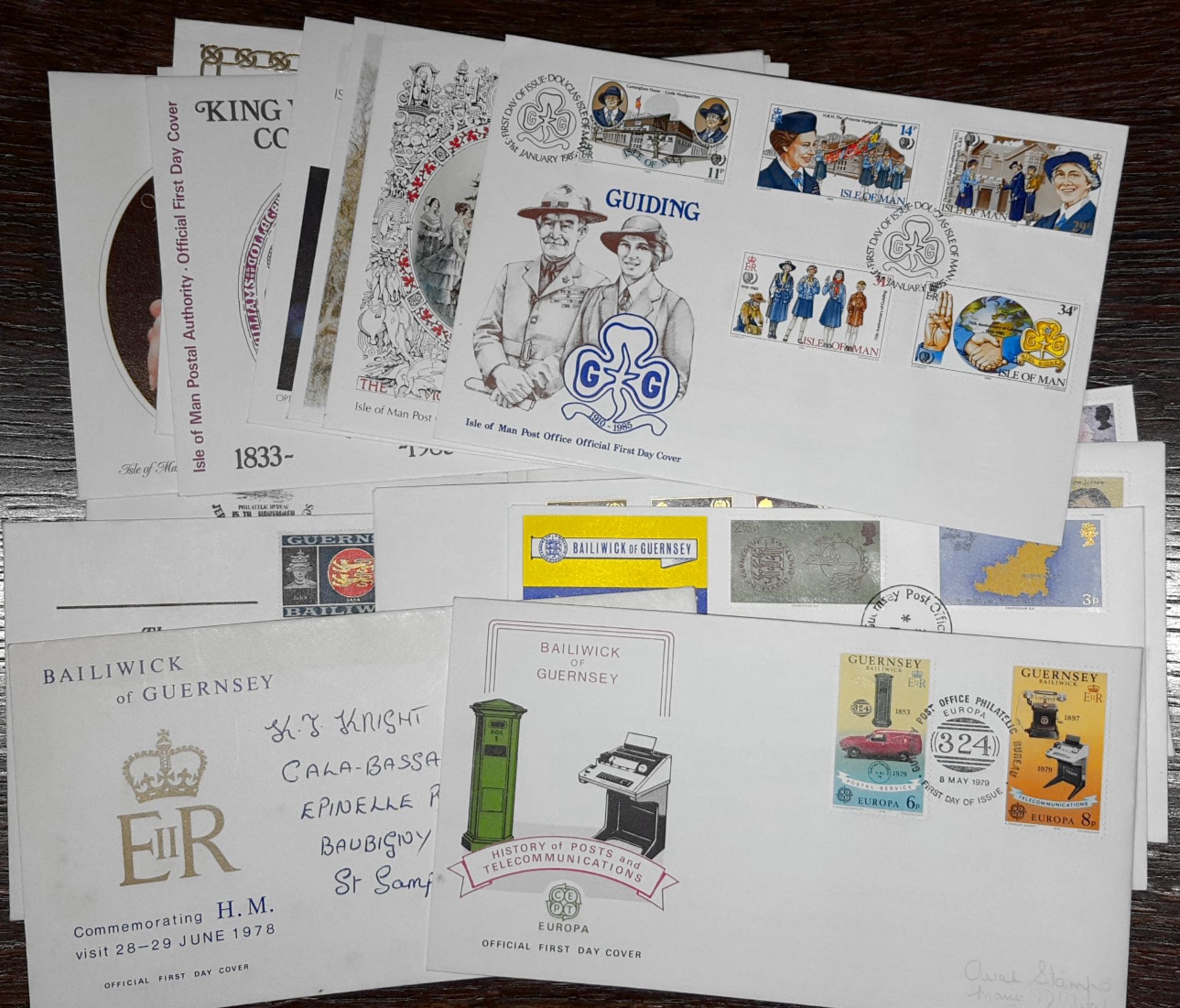 Stamps Collection of 17 British First Day Covers From Channel Islands & Isle of Man