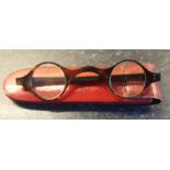 Vintage Pair Turtle Shell Spectacles in Case Via Del Corso Rome early 20th Century