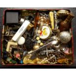 Tray of Assorted Vintage Items and Costume Jewellery