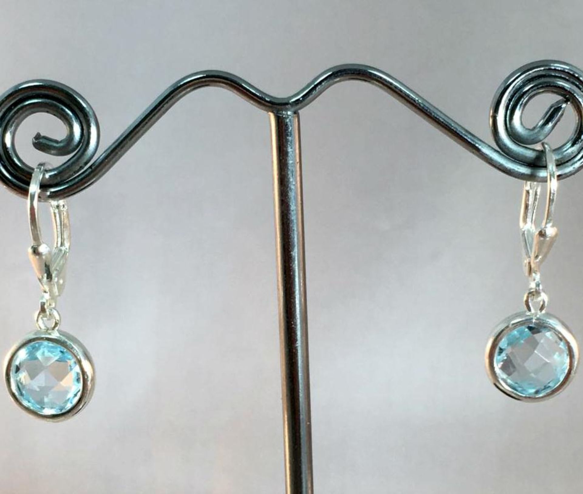 4ct Sky Blue Topaz Earrings with Lever Backs in 925 Silver. Includes free UK delivery
