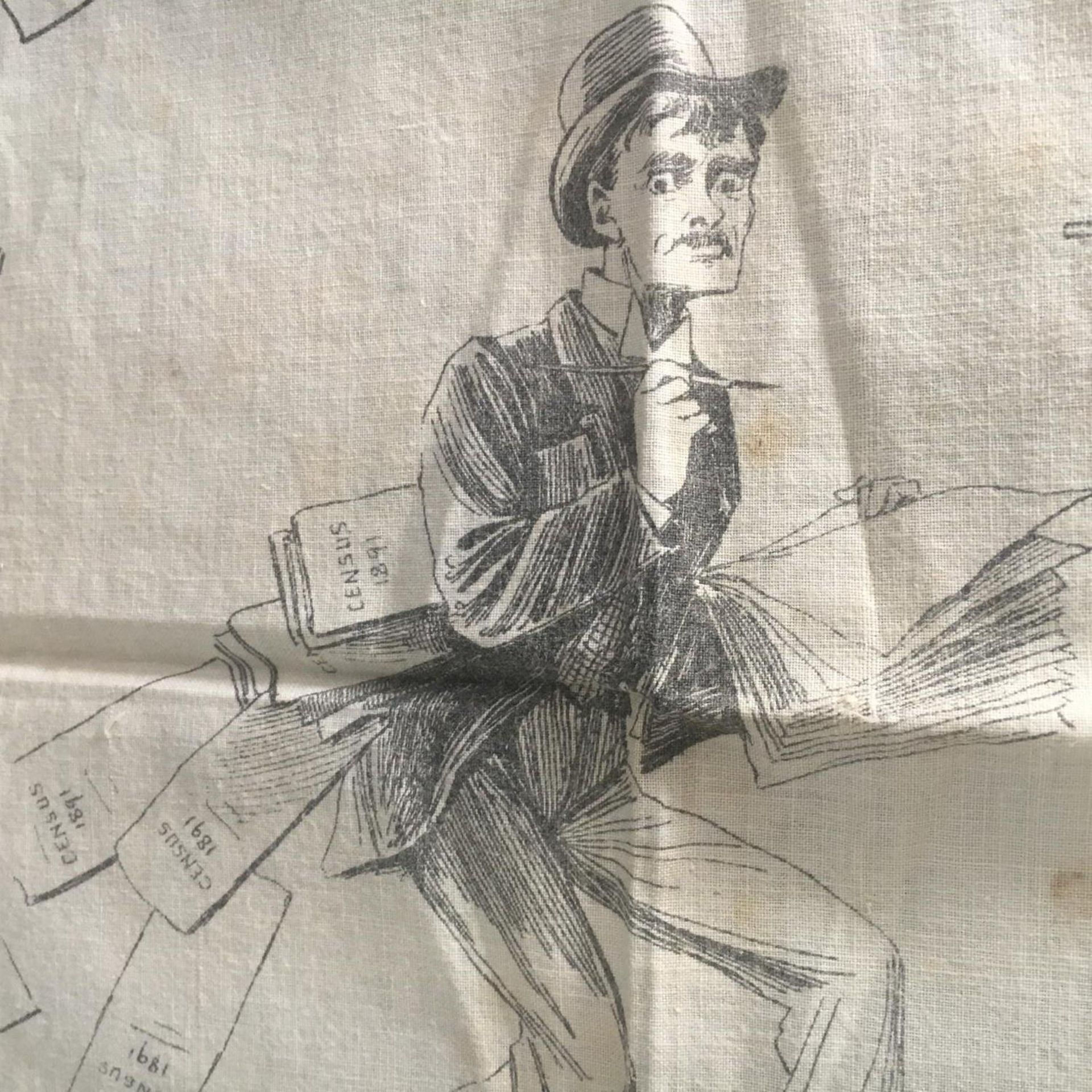 1891 "The Census Taker and Some Things He Wants to Know" printed Large Handkerchief. On cotton and - Image 7 of 7