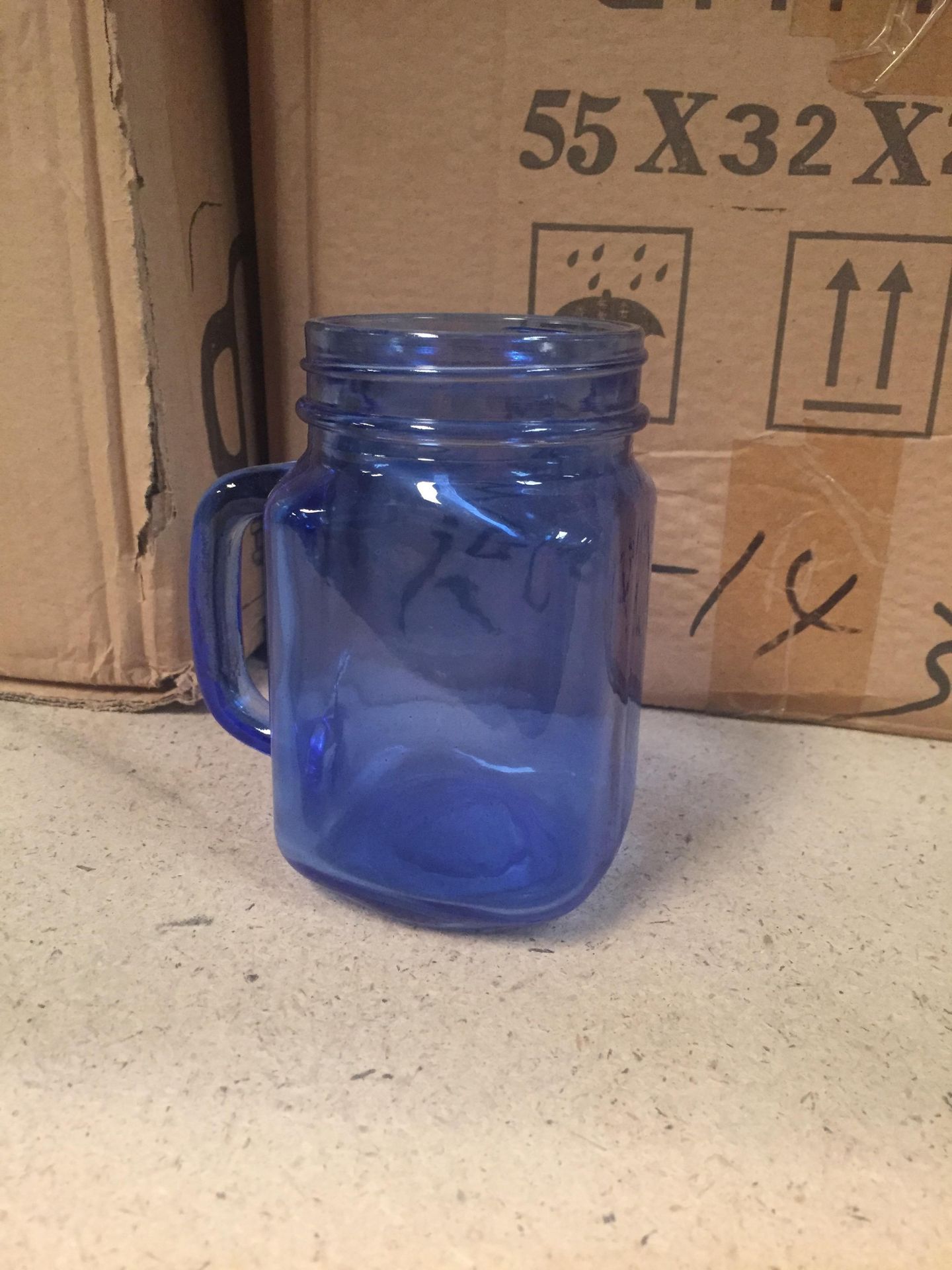 656 Blue Colour Mason Jam Jar Glasses. - Image 2 of 2