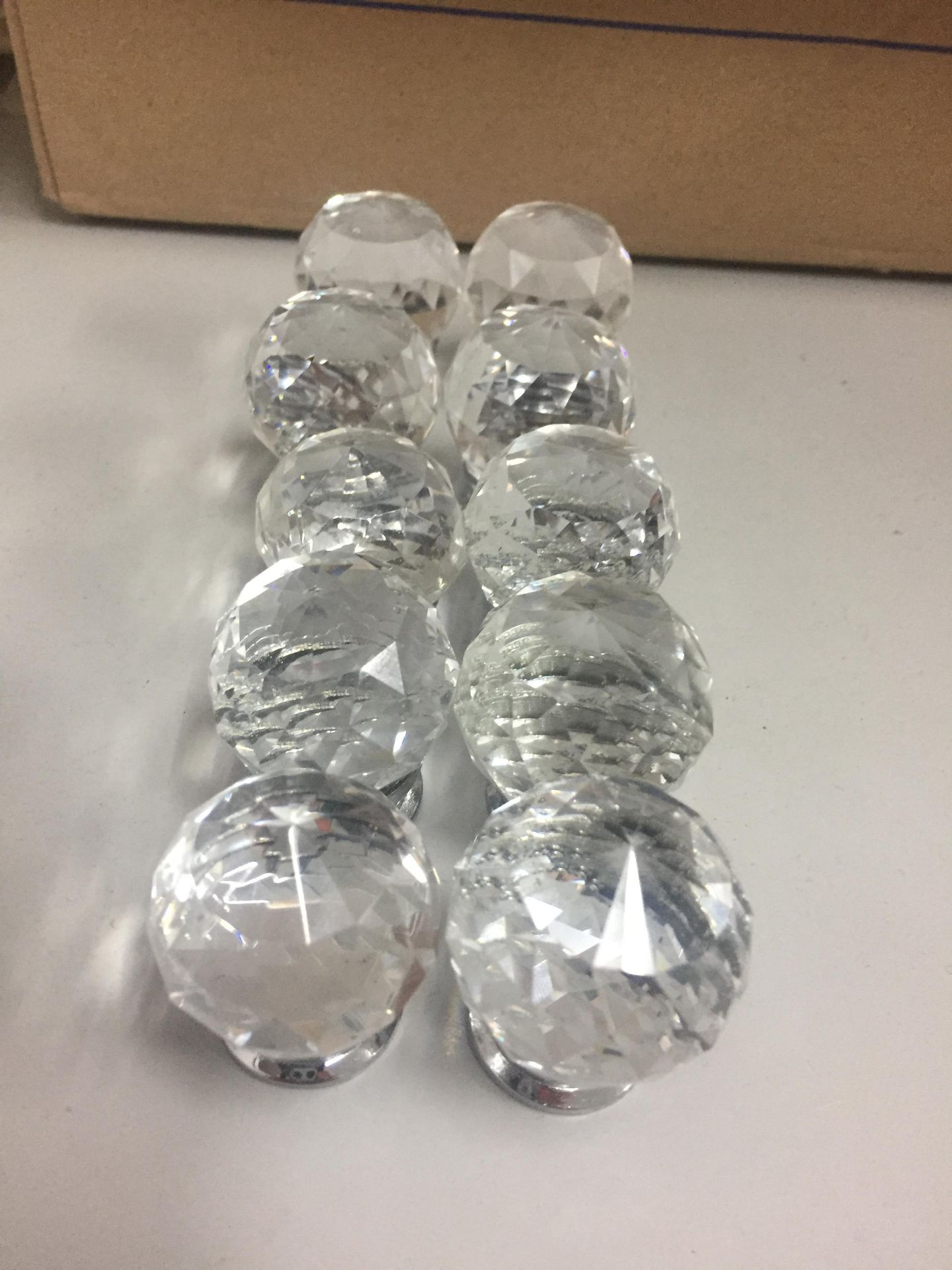 10 white crystal door knobs