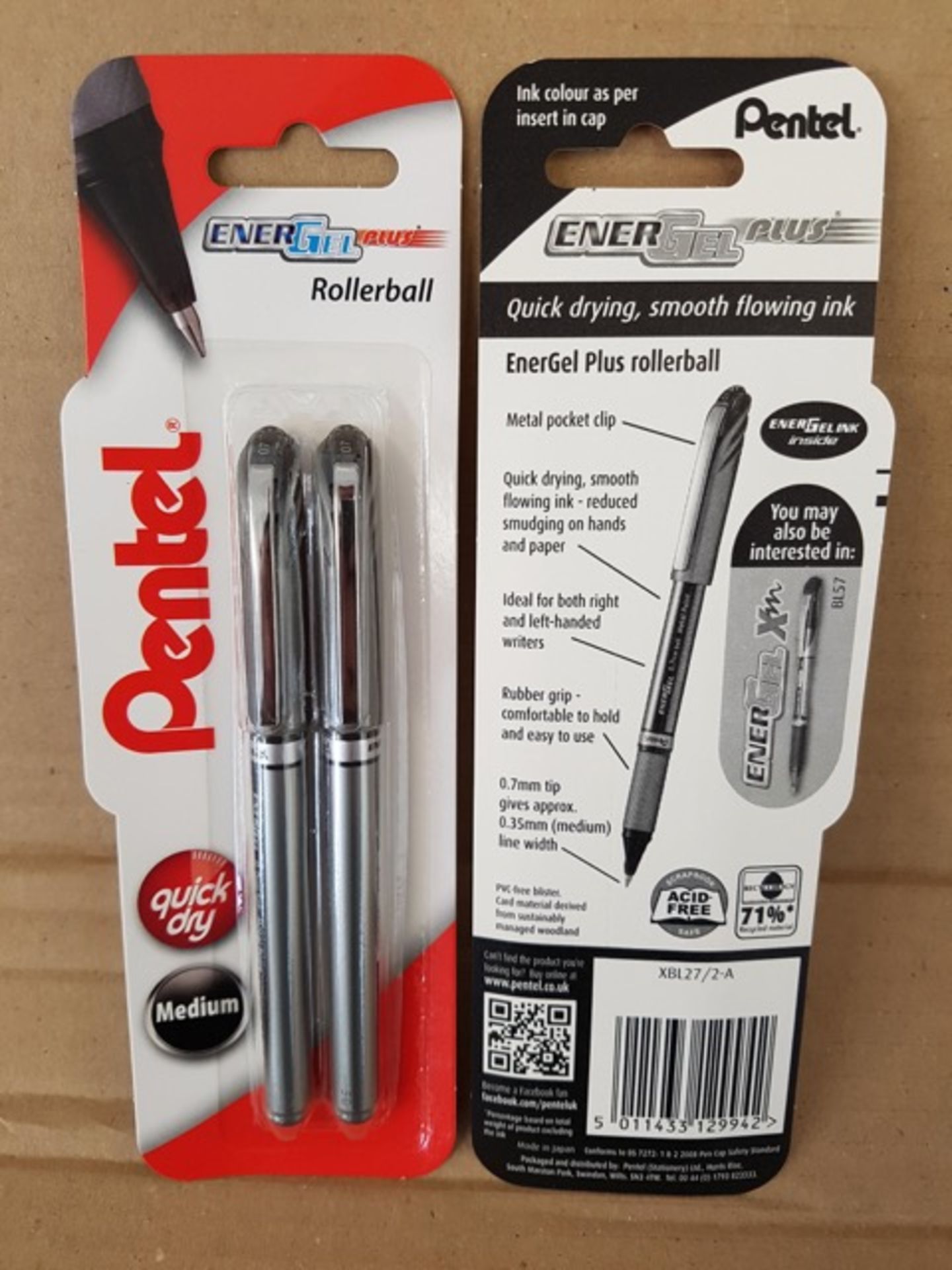PALLET TO CONTAIN 960 x Brand New Pentel 2 Pack Quick Dry Medium Energel Plus Rollerball Pens