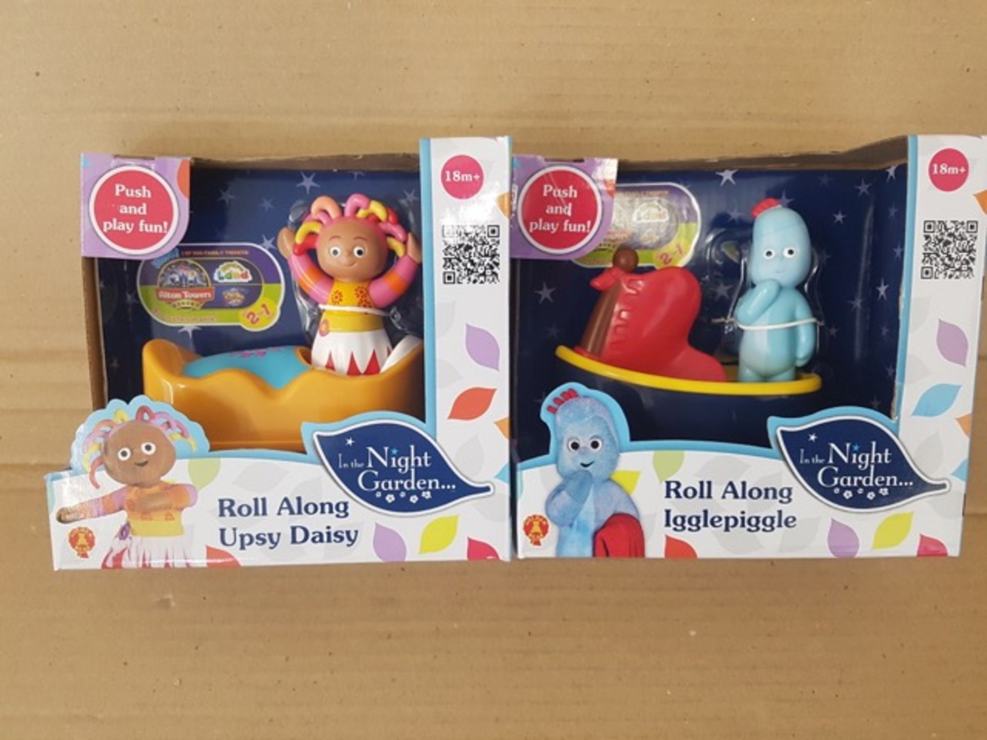 36 x Brand New In the Night Garden Roll Along Characters including: Upsy Daisy & Igglepiggle.
