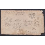 CRASH & WRECK 1869 - Cover from Paisley to India, water damaged and the stamp washed off, the