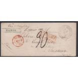 FRENCH COLONIES - MARTINIQUE 1851 - Cover to France with blue framed "MARIN" (Jamet type 1, recorded