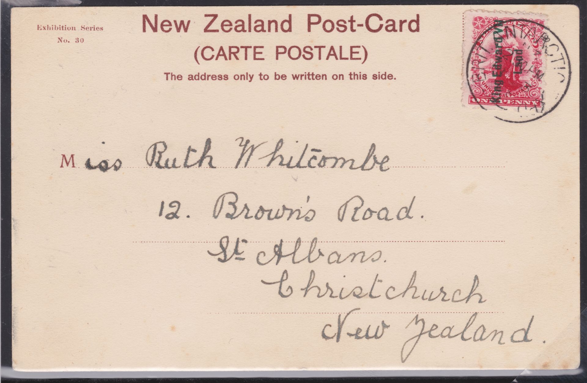 ANTARCTICA 1913 (Feb 3) - Picture postcard of Lyttleton, addressed to Christchurch with King