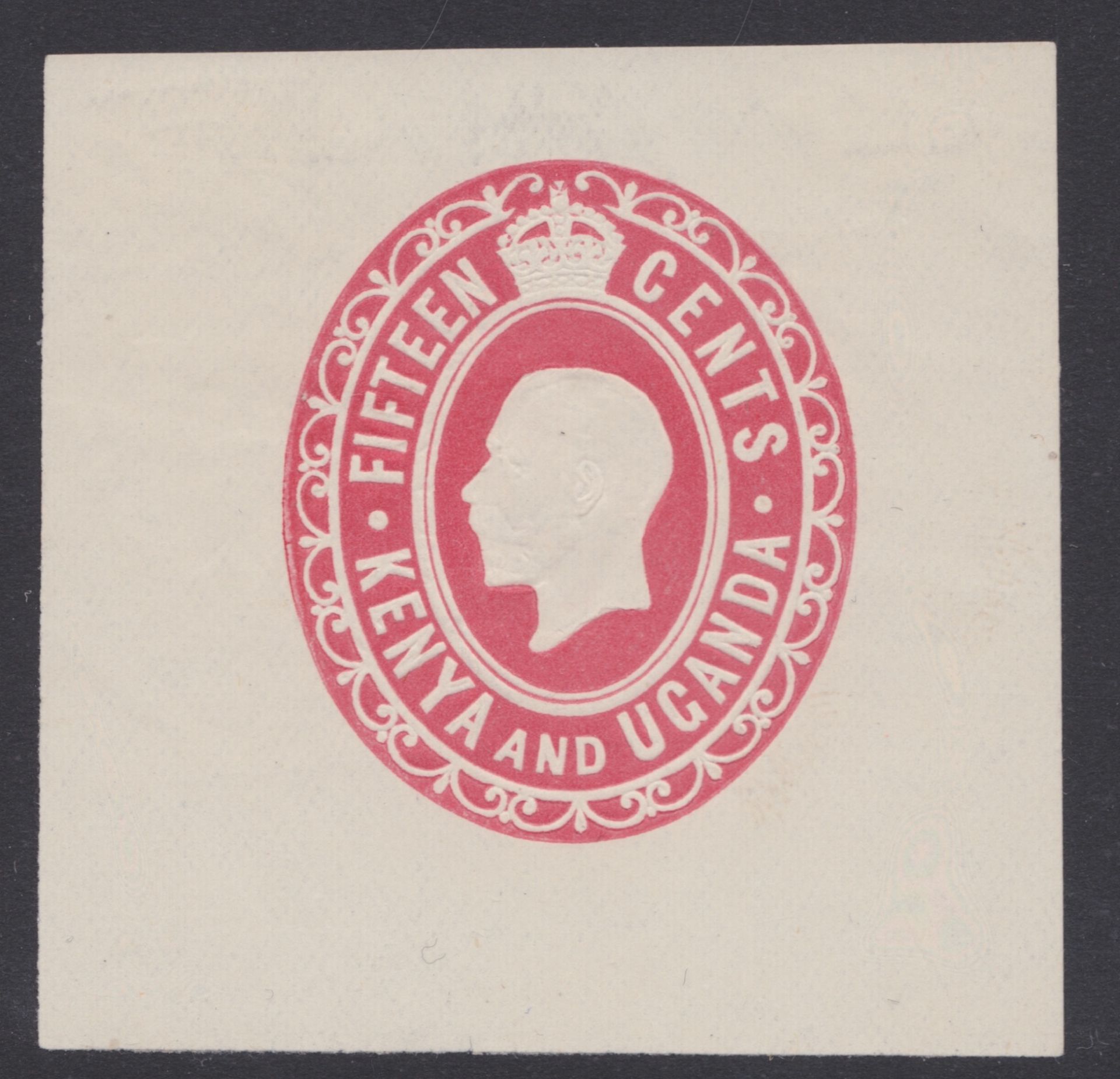 KENYA & UGANDA 1924 - 15c Red envelope stamp Die Proof by De La Rue on thin white wove paper, a