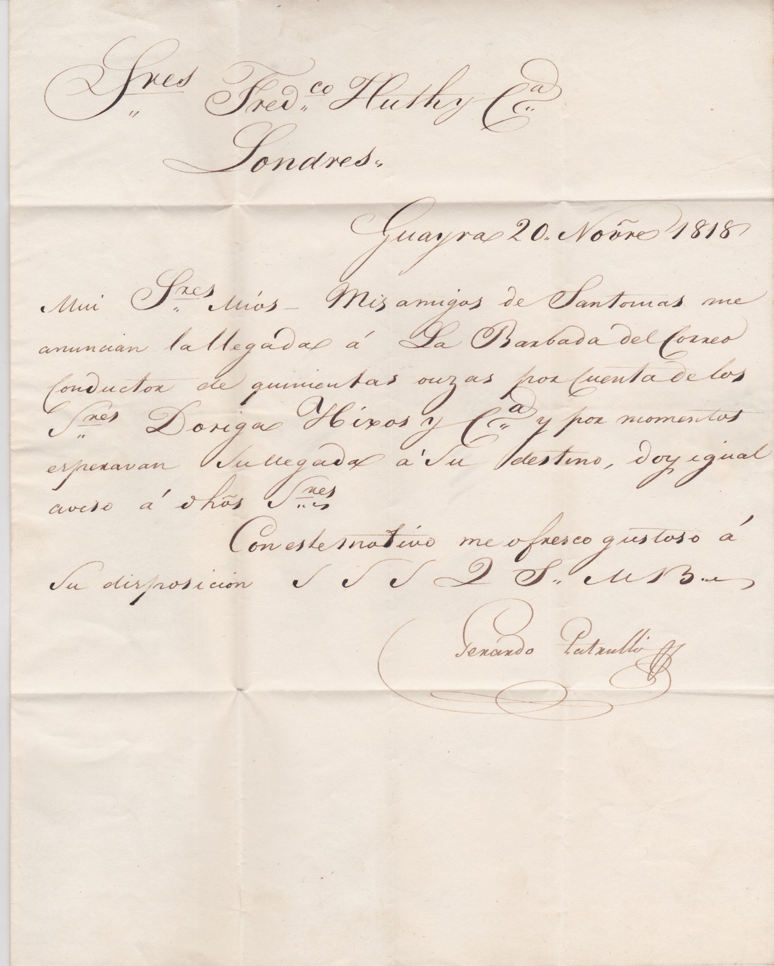 DANISH WEST INDIES 1818 - Entire letter from La Guayra to London sent by forwarding agent to St - Image 3 of 3