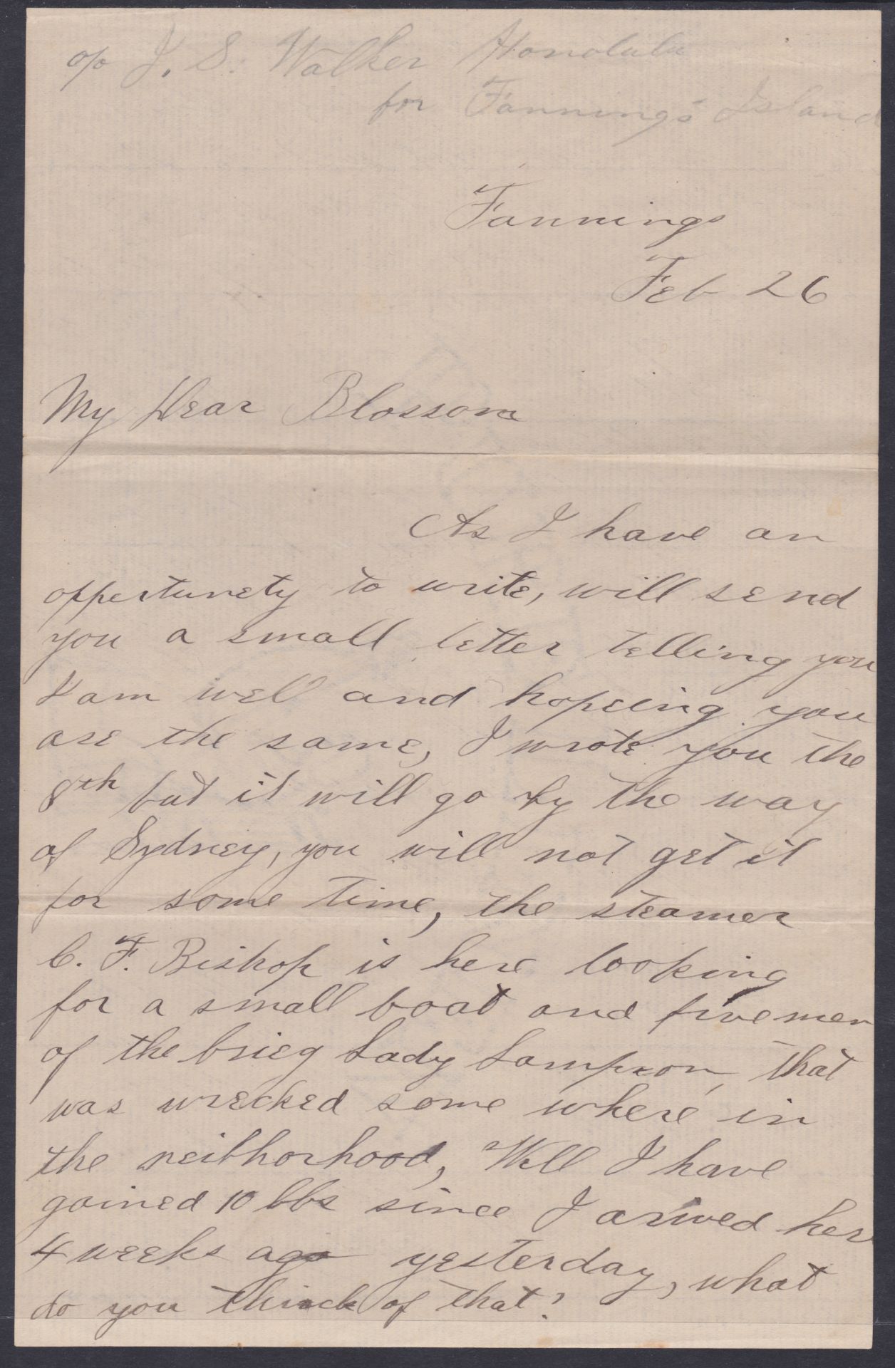 GILBERT & ELLICE ISLANDS - FANNING ISLAND / HAWAII 1893 - Envelope posted from Honolulu (Mar 21) - Image 3 of 6