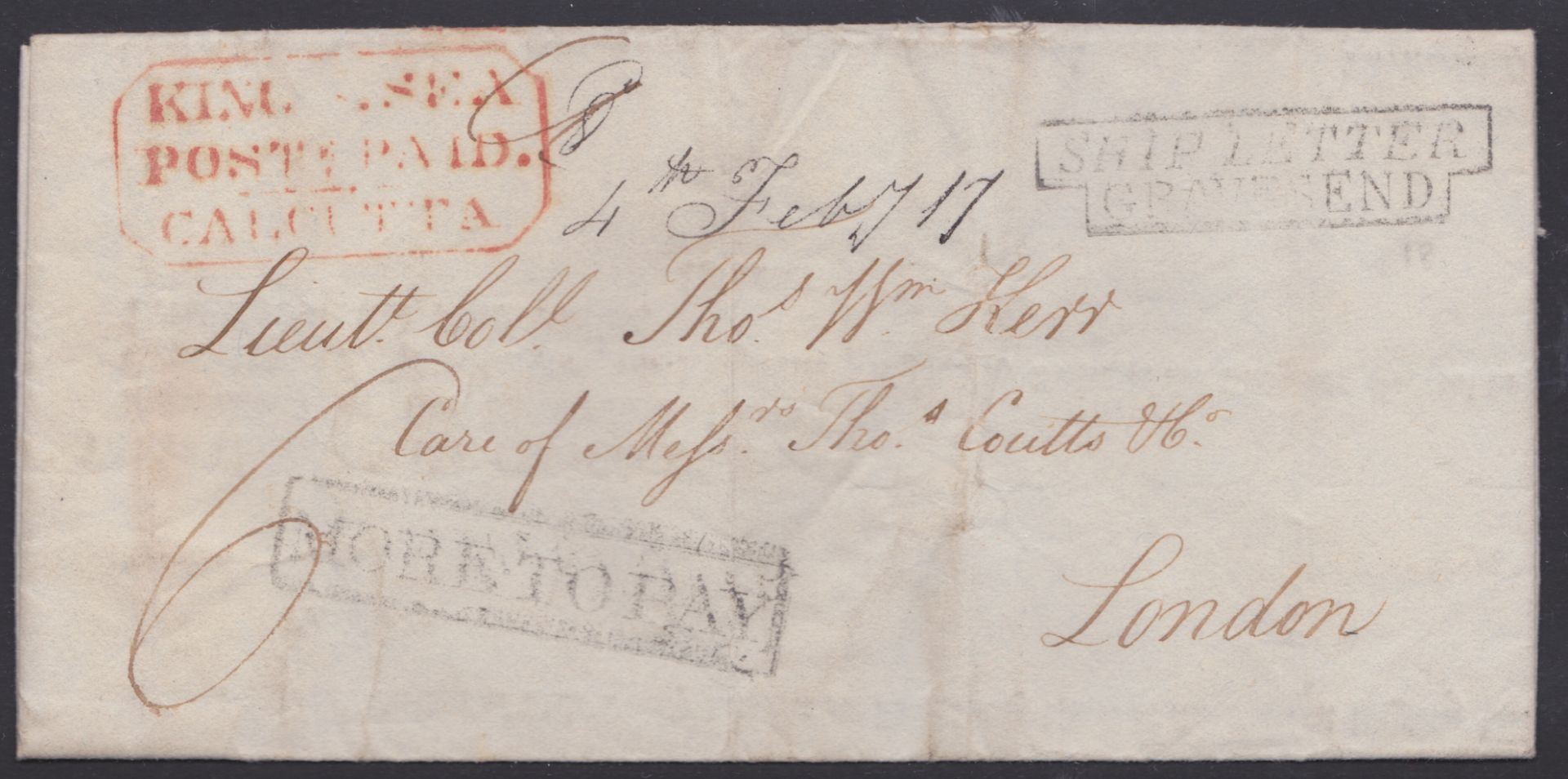 INDIA / LONDON / G.B. SHIP LETTER 1817 - Printed Bill of Exchange for £103.2.4 from the East India